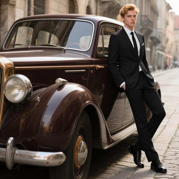 Men's Regular Fit 3-Piece Black Suit - Slim Fit Blazer, Vest & Pants - XXL - Picture 3 of 6